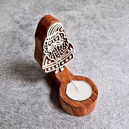 Handcrafted Wooden T Light Candle Set of 5 Decor